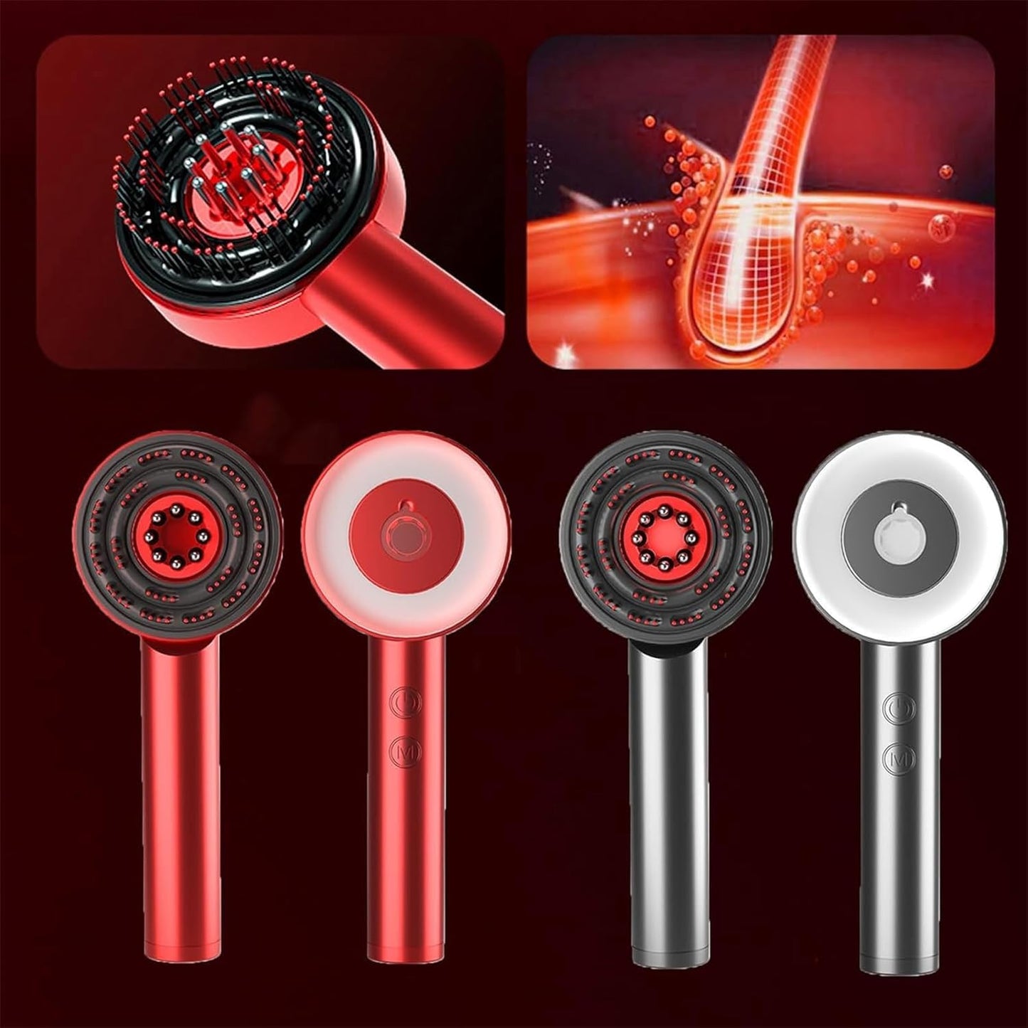 Forubar Scalp Rosemary Oil Massaging Brush - Red Light Therapy for Hair IPX7 Waterproof, Portable Oil Applicator
