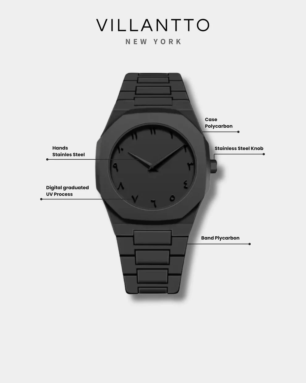 Stylish Luxurious Black Arabic Numeral Watch